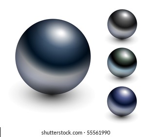 Chrome sphere - metallic glossy balls. Vector.