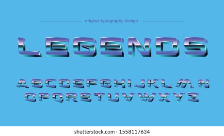 Chrome Sports Colorful steel Metal Display Typography Design Artistic Font