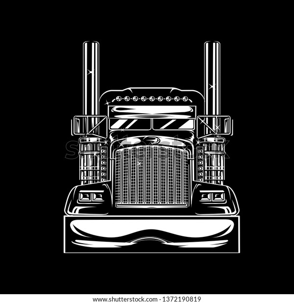 Chrome Truck Front View Black Background Stock Vector (Royalty Free ...