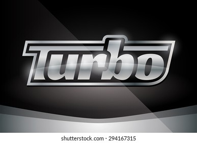 Chrome Vehicle Turbo Badge On Stylish Black Background - Vector Design