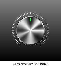 Chrome volume button on gray background vector illustration