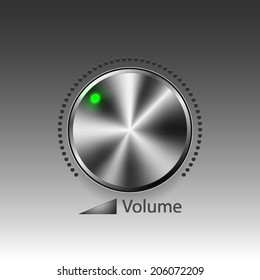 Chrome volume button on gray background vector illustration