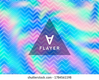 Chrome voucher geometric holographic vector background. Fluid shimmer overlay elements. Surreal abstract geometric template for voucher design.
