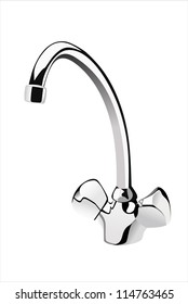 Chrome water faucet mixer isolated on white background