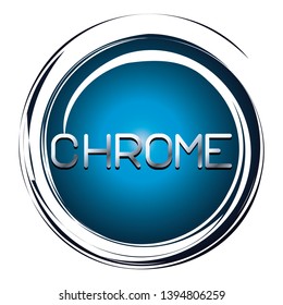 chrome word on blue button