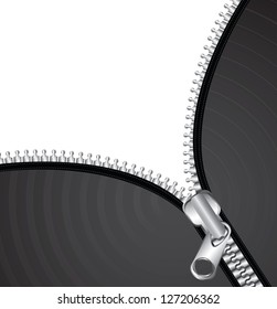 Chrome zipper over white background vector illustration