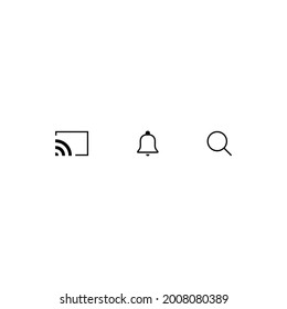 Chromecast, Notification, and Search. Icon Set of Streaming App