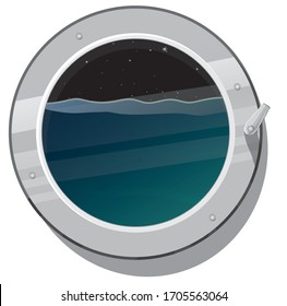 Chrome-plated Port Hole. Window On The Ship. View Under Water