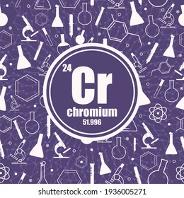 Elemento químico cromo. Concepto de tabla periódica.