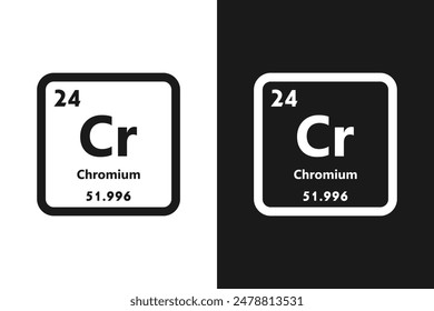 Chromium, Cr, chemical periodic element icon. The chemical element of the periodic table. Sign with atomic number. Chromium element