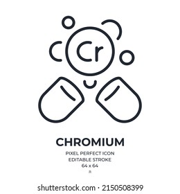 Chromium food supplement editable stroke outline icon isolated on white background flat vector illustration. Pixel perfect. 64 x 64.