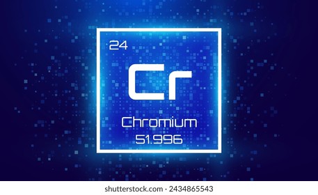 Chromium. Periodic Table Element with Symbol Cr. Chemical Element Card with Number and Atomic Weight. Design for Education, Lab, Science Class. Vector Illustration.