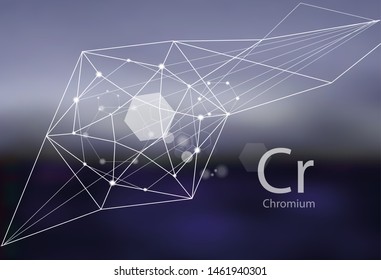 Chromium. A series of trace elements. Modern style, abstract background with polygonal elements. Science, research, medicine, technogenic direction.