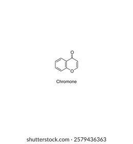 Chromone skeletal structure.Flavonoid compound schematic illustration. Simple diagram, chemical structure.