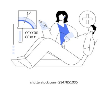 Chromosomal abnormality diagnosis abstract concept vector illustration. Doctor deals with clinical genetics with pregnant woman, chorionic villus sampling, amniocentesis test abstract metaphor.