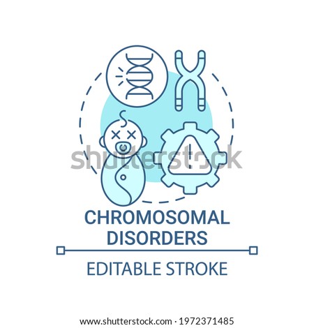 Chromosomal disorders blue concept icon. Baby with illness. Abnormality in child genes. Genetic disease idea thin line illustration. Vector isolated outline RGB color drawing. Editable stroke