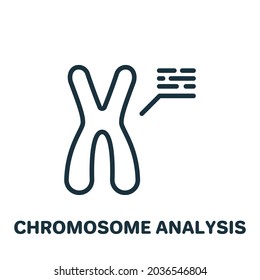 Chromosome Analysis Line Icon. X and Y Chromosome Research Linear Pictogram. Biology Test of XY Chromosome Outline Icon. Editable Stroke. Isolated Vector Illustration.