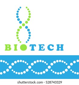 Chromosome icon with dna molecule, concept of nanotechnology and genetic research, 2d vector logo illustration, isolated on white background, eps 10