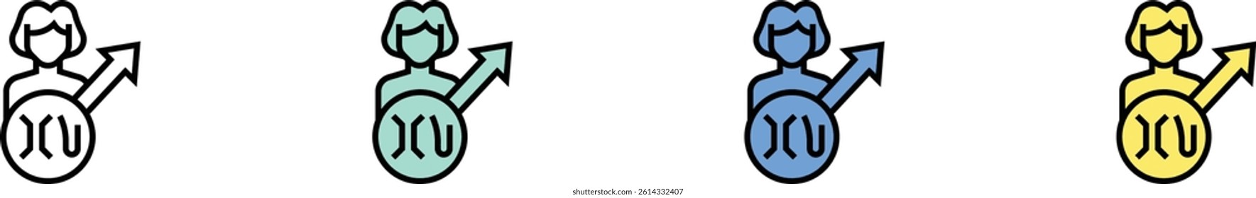 chromosome icon. Outline, Green, Blue and Yellow Style Design Isolated On White Background