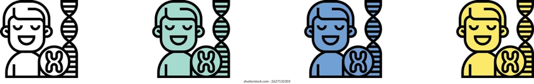 chromosome icon. Outline, Green, Blue and Yellow Style Design Isolated On White Background