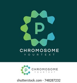 chromosome initial Letter P Logo design