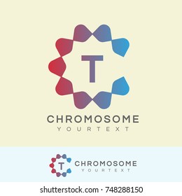 chromosome initial Letter T Logo design