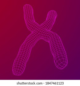 Chromosome scientific medicine education concept. Wireframe low poly mesh vector illustration