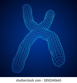 Chromosome scientific medicine education concept. Wireframe low poly mesh vector illustration