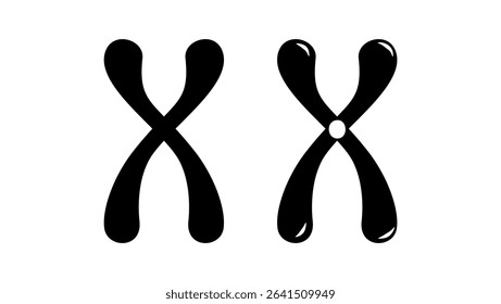 chromosome symbol, black isolated silhouette