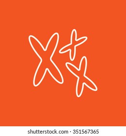 Chromosomes line icon for web, mobile and infographics. Vector white icon isolated on red background.