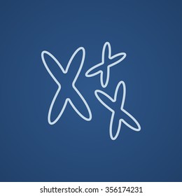 Chromosomes line icon for web, mobile and infographics. Vector light blue icon isolated on blue background.