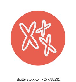 Chromosomes thin line icon for web and mobile minimalistic flat design. Vector white icon inside the red circle
