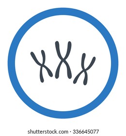 Chromosomes vector icon. Style is bicolor flat rounded symbol, smooth blue colors, rounded angles, white background.