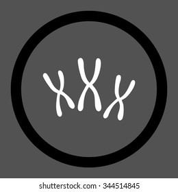 Chromosomes vector icon. Style is bicolor flat rounded symbol, black and white colors, rounded angles, gray background.