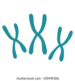 Chromosomes vector icon. Style is flat symbol, soft blue color, rounded angles, white background.