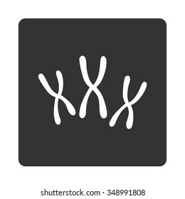 Chromosomes vector icon. Style is flat rounded square button, white and gray colors, white background.