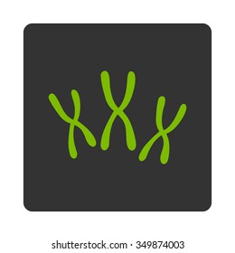 Chromosomes vector icon. Style is flat rounded square button, eco green and gray colors, white background.