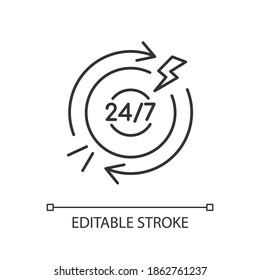 Chronic Abdominal Pain Linear Icon. Recurring Condition. Stomach Infection. Digestive System. Thin Line Customizable Illustration. Contour Symbol. Vector Isolated Outline Drawing. Editable Stroke