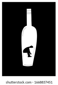 Clipart vectorial de dependencia crónica del alcohol. elemento extraído a mano para el concepto de clínica de tratamiento de la adicción al alcohol