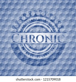 Chronic blue badge with geometric background.