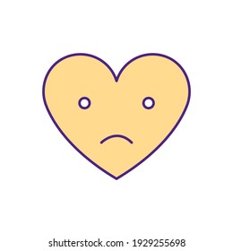 Chronic dissatisfaction RGB color icon. Low life satisfaction. Yearning, displeasure feeling. Low self-esteem. Unhappiness, restlessness. Mental health problems. Isolated vector illustration