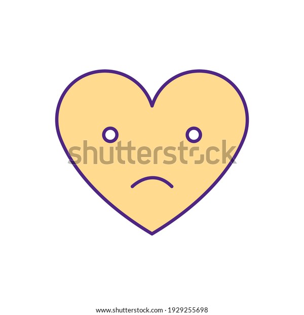 Chronic dissatisfaction RGB color icon. Low\
life satisfaction. Yearning, displeasure feeling. Low self-esteem.\
Unhappiness, restlessness. Mental health problems. Isolated vector\
illustration
