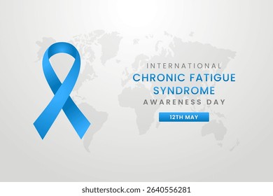 Chronic Fatigue Syndrome Awareness day international design with Blue silk Ribbon.