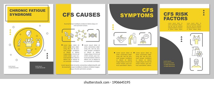 Chronic fatigue syndrome brochure template. Human disease treatment. Flyer, booklet, leaflet print, cover design with linear icons. Vector layouts for magazines, annual reports, advertising posters