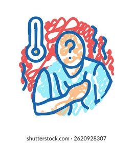 chronic fever no known cause disease symptom doodle icon sketch vector. chronic fever no known cause disease symptom sign. isolated symbol illustration