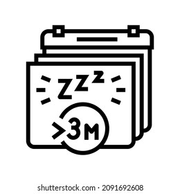 vector de icono de línea de insomnio crónico. signo de insomnio crónico. símbolo de contorno aislado ilustración negra
