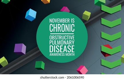 Mes de Concienciación sobre Enfermedades Pulmonares Obstructivas Crónicas.Diseño geométrico adecuado para carteles y pancartas de tarjetas de felicitación