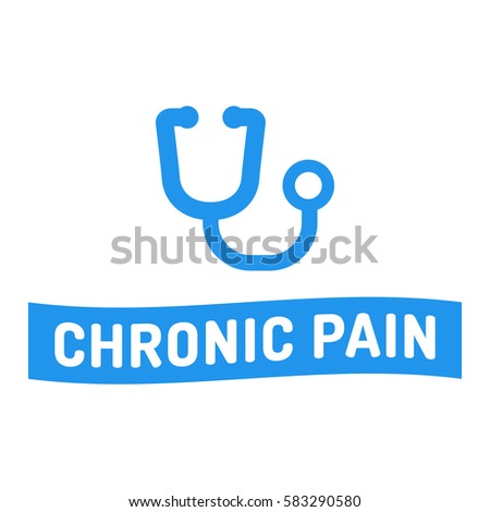 Chronic pain. Ribbon with stethoscope icon. Flat vector illustration on white background.