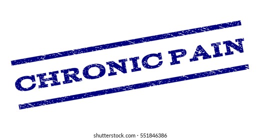 Chronic Pain watermark stamp. Text caption between parallel lines with grunge design style. Rubber seal stamp with unclean texture. Vector navy blue color ink imprint on a white background.