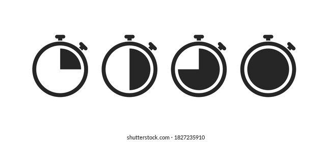 Chrono icon set. Timer pictogram. Chrono icon. Stopwatch set